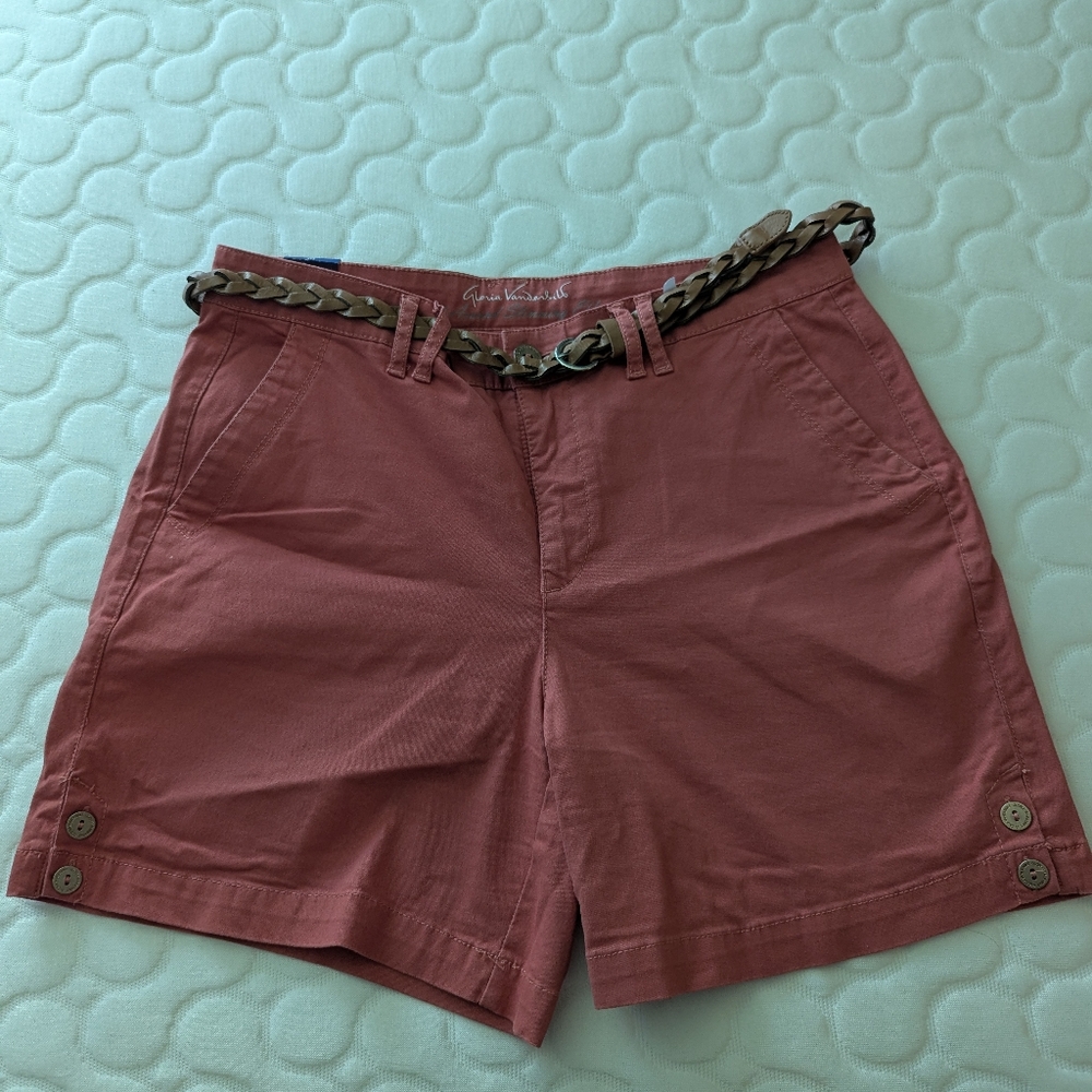 Women's Casual Shorts with Belt - Rust Sz10